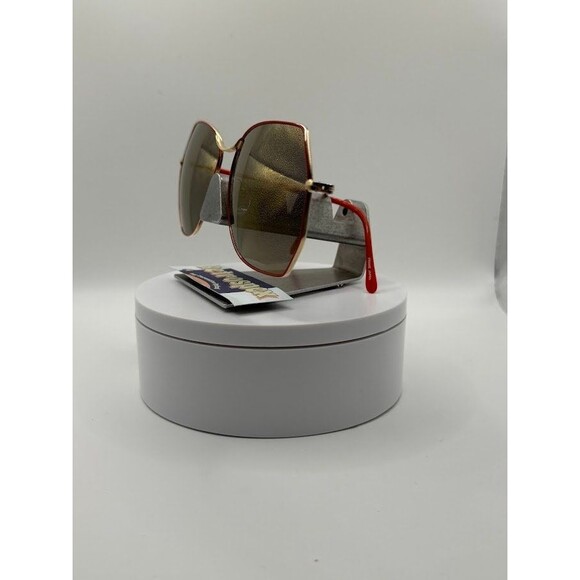 Vintage Oversize Sunglasses | NOS | Gold Mirror Lens Red/Gold Frame Oleg Cassini - Picture 3 of 7